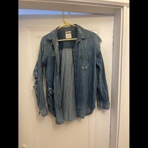 Oversized denim button up shirt